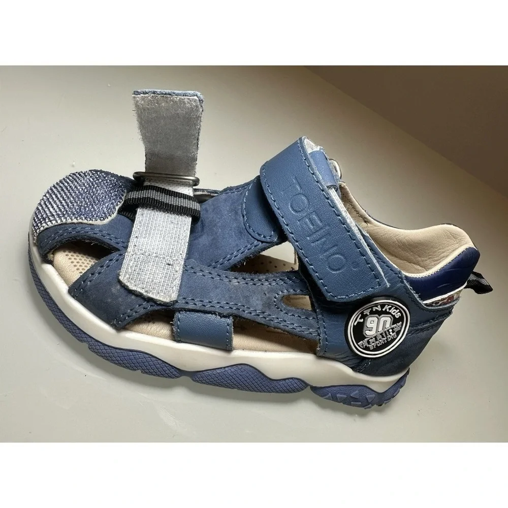 Tofino TFN Kids Blue Leather Fisherman Comfort Sandals Size EU 27 Hook Loop